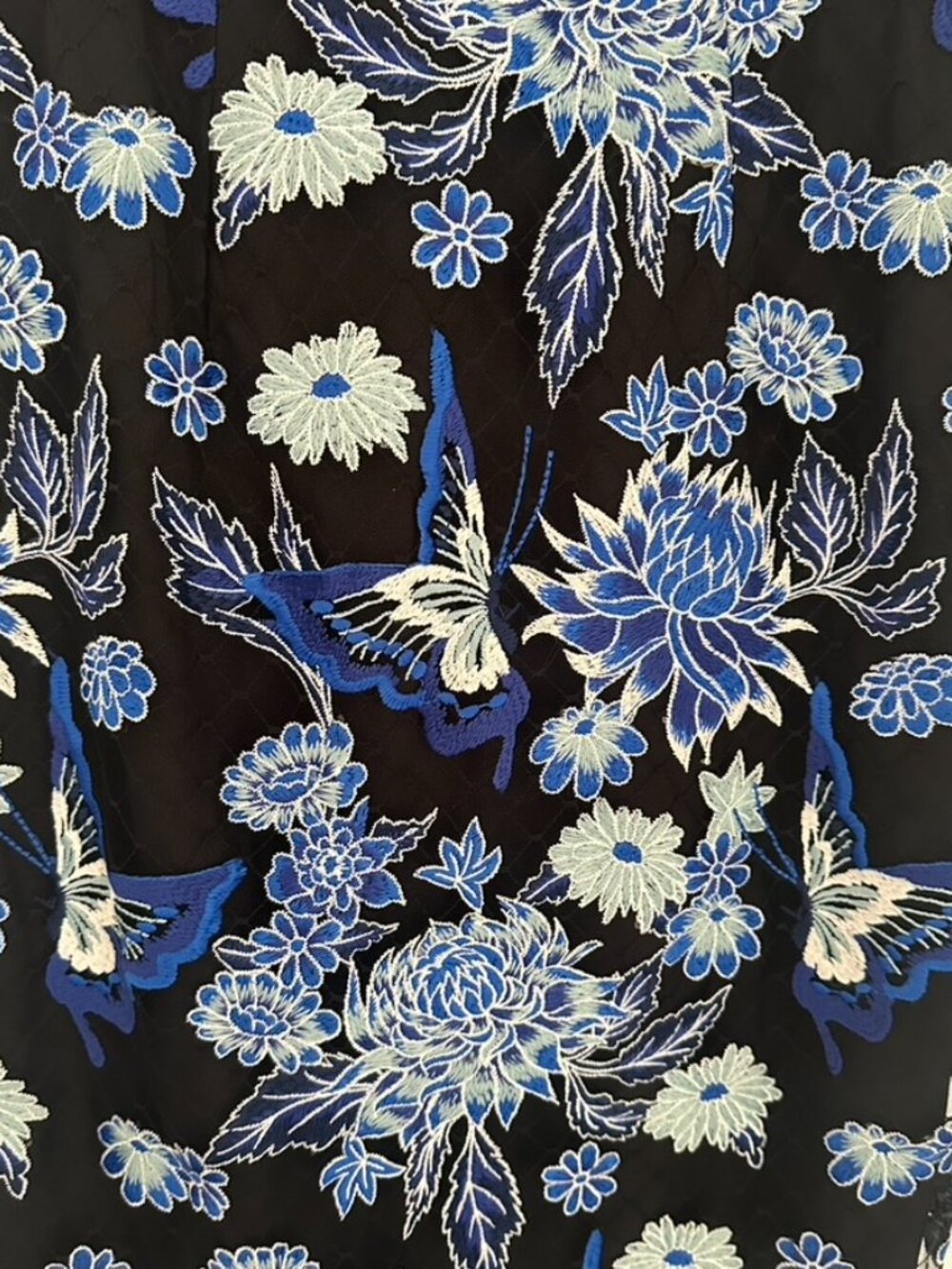 Dress the Population Nicole Black Blue Butterfly Floral Lace Dress Size M NEW - Picture 7 of 9